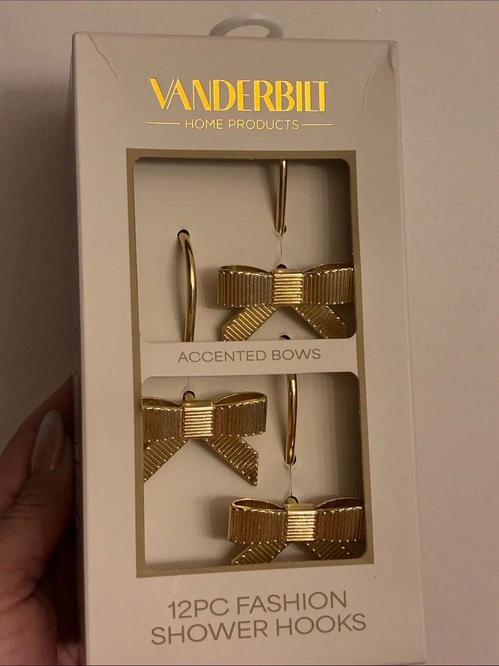 12pc accented gold bow shower hooks